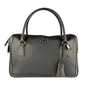 Salvatore Ferragamo Double Gancini Leather Handbag Khaki